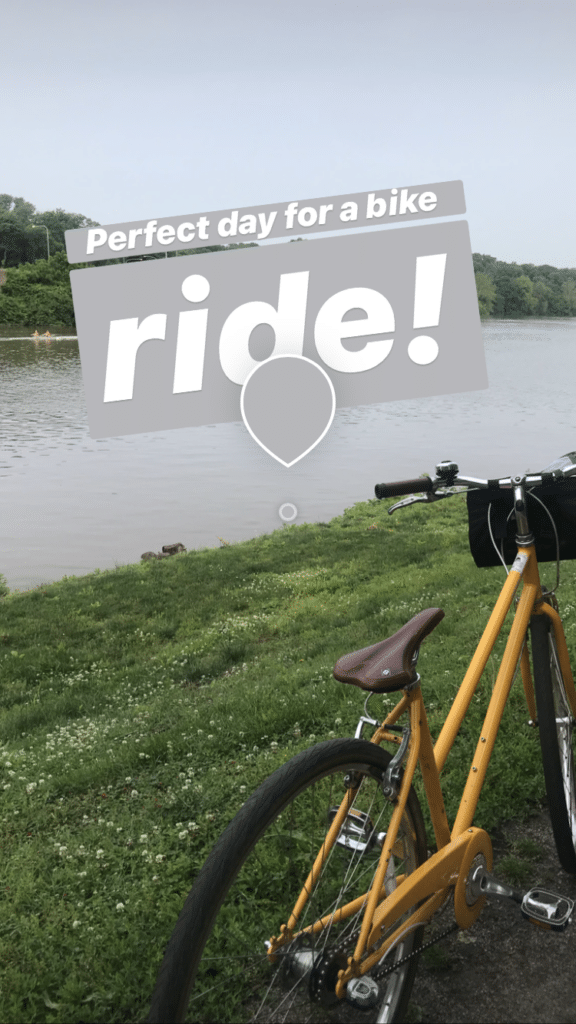 Instagram story of a bike ride
